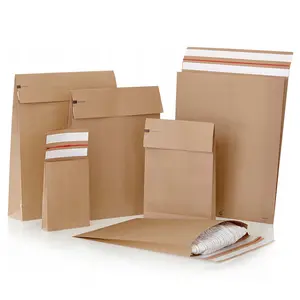 定制畅销牛皮纸信封袋，带可回收棕色双密封储物袋