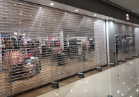 Porte roulante commerciale transparente en métal, cadre en métal, porte roulante en alliage d'aluminium pour supermarché