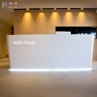 Bureau Avant Réception Moderne Compteur Conception Meilleur Custom Taille Surface Solide Acrylique Led Logo Blanc Bureau Bureau D'accueil