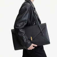 Sac bandoulière minimaliste en PU, style enveloppe de luxe, grand sac fourre-tout à rabat, sac à main tendance en métal et polyester