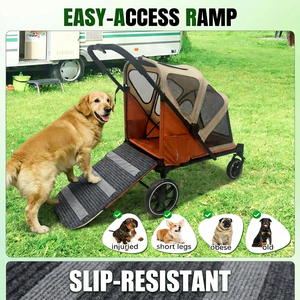 Poussette pour animaux de compagnie de grande taille, nouvelle conception, robuste, respirante, en maille, avec rampe pour <span class=keywords><strong>chien</strong></span> - Product Image 1