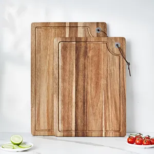 Tagliere in legno spesso da cucina personalizzato in fabbrica all'ingrosso tagliere in legno di acacia con scanalatura per succo