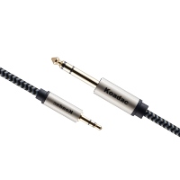 Câble audio plaqué or Koadac 3,5 mm mâle vers 6,5 mm mâle avec coque en alliage d'aluminium et gaine en PVC pour amplificateur et moniteur
