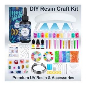 Handmade Hand-painted <b>Resin</b> Jewelry Craft <b>Kit</b> DIY Model Crystal Clear Hard UV LED Lamp Silicone Molds Glitter Foil Flowers - Product Image 5