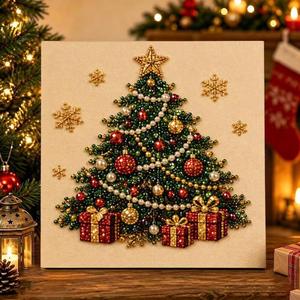 Kit de peinture perlée DIY Père Noël, toile à huile multicolore, décoration de Noël faite à la main - Product Image 3