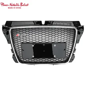 Gril Depan RS3 untuk Audi A3 8P, Grill Bumper Mobil Hitam Krom Gaya Normal Klasik 2008-2012