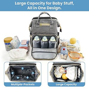Muestra Gratuita de Bolso de Pañales de Piel Vegana PU Personalizado, Moderno, para Mamá y Bebé, Mochila Cambiador de Pañales con Múltiples Bolsillos - Product Image 5