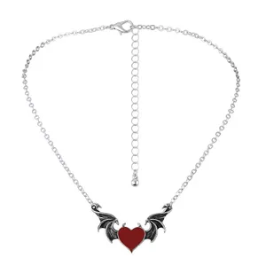 Креативное ожерелье в стиле панк с черным дьявольским сердцем, подвеска в виде крыла любви и летучей мыши для женщин и мужчин, подарок на Хэллоуин и вечеринку, Винтажные Украшения