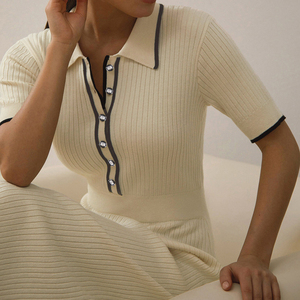 Nouvelle Robe Tricotée Automne 2026 – Modèle Boutonné à Manches Courtes, Élégante et Décontractée - Product Image 4