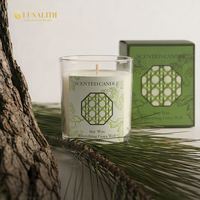 Bougie parfumée en cire de soja, boîte cadeau en verre transparent, senteur botanique, pour le bien-être, parfum personnalisé, MSDS REACH, vente en gros