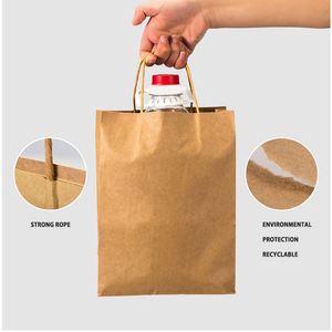 Customized <b>Biodegradable</b> Kraft Paper Bag, White Brown <b>Packaging</b>, Clothing, Socks, Shoes with Their Own Shopping logo - Product Image 4