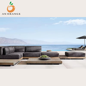 Conjunto de Sofás Modernos para Exteriores, Muebles de Jardín de Madera de Teca para Patio, Villa o Apartamento - Product Image 1