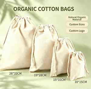 Housse anti-poussière en toile de coton biologique écologique avec logo personnalisé, sac à cordon recyclable pour vêtements, sacs à main, chaussures, perruques - Product Image 6