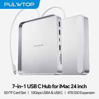 PULWTOP HUB USB C para iMac de 24 Pulgadas 2021/2023/2024, HUB iMac con USB C/A 10Gbps, SD/TF, Compatible con Expansión de SSD M.2 (NO Incluido)