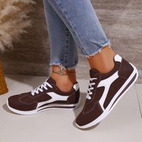 Baskets Chunky Style Forrest Gump pour Femme, à Lacets, Color Block, Chaussures Décontractées de Marche