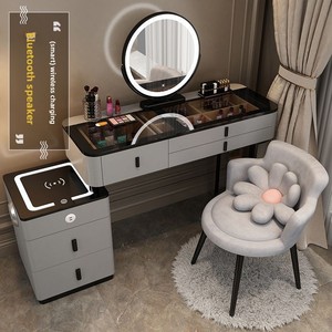 <span class=keywords><strong>Jmo</strong></span> - Tocador Inteligente de Lujo con Carga Inalámbrica |   Tocador para Dormitorio |   Mueble de Maquillaje Multifuncional de Madera Maciza Nórdica Minimalista Moderna - Product Image 2