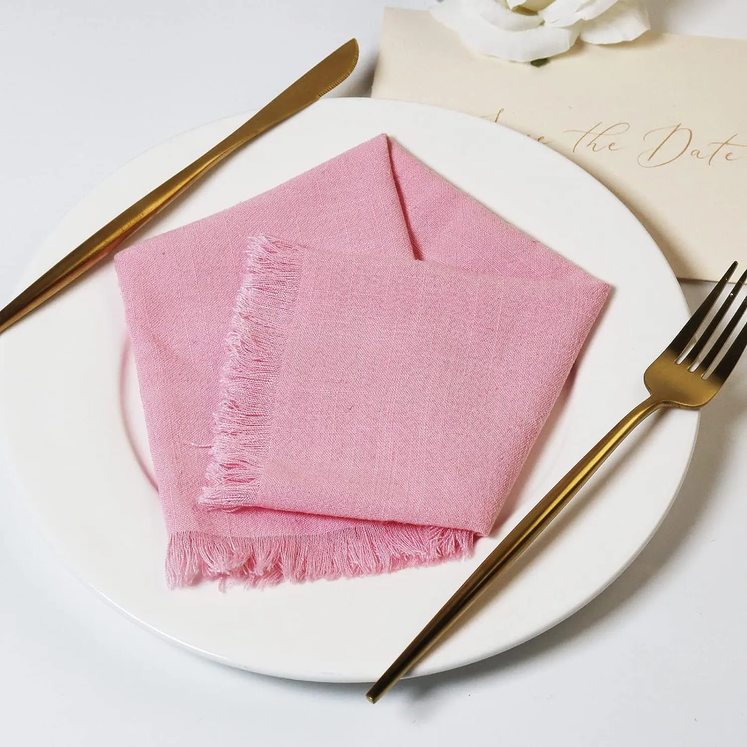 ผ้าเช็ดปากผ้าฝ้ายสไตล์วินเทจสำหรับโต๊ะแบบย้อนยุคผ้าลินินโลโก้ออกแบบได้ตามต้องการ
