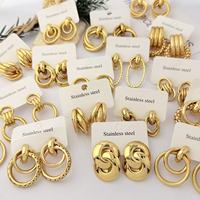Серьги-гвоздики RINHOO из нержавеющей стали 316L для женщин, изящные, модные, с покрытием из 18-каратного золота PVD, геометрические, оптом