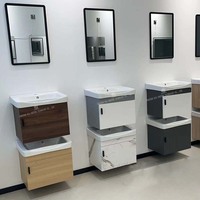 Ensemble de vasque de salle de bain bon marché personnalisé lavabo salle de bain petit meuble de toilette avec miroir et vasque pour hôtel
