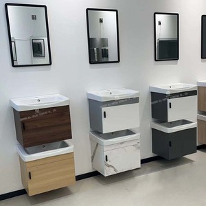 Conjuntos de tocador de baño baratos y personalizados, tocador de baño pequeño con espejo y <span class=keywords><strong>lavabo</strong></span> para hotel - Product Image 2
