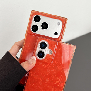 Coque de téléphone souple antichoc à motif coquille brillante et bords droits pour iPhone 17 16 15 14 13 Pro Max, couleur <span class=keywords><strong>orange</strong></span> vif - Product Image 2