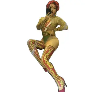 Costume de Cosplay général du maréchal, combinaison en strass et avec des franges pour femmes, costume de scène de fête au Club, Sexy, tenue de danse pôle