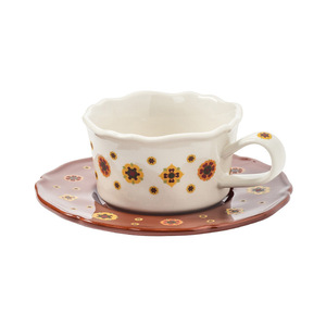 Retro Floral Ceramic Coffee <b>Cup</b> And Saucer <b>Set</b> For Afternoon <b>Tea</b> Home Use - Product Image 5