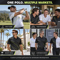 Polo de golf imprimé graphique en gros pour hommes, en jersey polyester élasthanne, anti-humidité, à manches courtes, chemise de sport, vêtements décontractés OEM