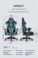 AutoFull C3 Bouclier du Vent AF808 Chaise de Gaming Chaise d'ordinateur Canapé ergonomique Chaise Gris Noir