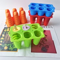 Moule à Crème Glacée Rotatif "Love" à 6 Cavités, en Silicone de Qualité Alimentaire avec Couvercle et Bâtonnets en Bois, Outil à Sucettes Glacées Forme Rayée