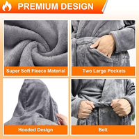Vente en gros Peignoir chauffant électrique en flanelle Peignoirs chauffants en polaire épaisse pelucheuse personnalisés à col châle pour hommes