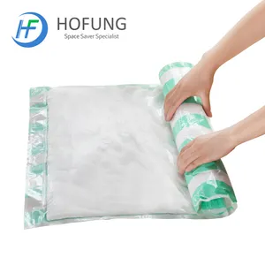 Small Roll Up Travelling Vacuum Compressed Storage Space Saving Bags Transparent Cable Organize Bag Travel Storage