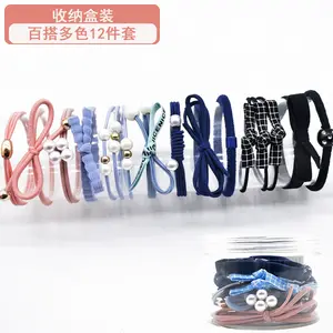 Korea stijl mode groothandel verse sen vrouwelijke tie touw paardenstaart rubber elastische haarband 12 stuks set zoete haaraccessoires