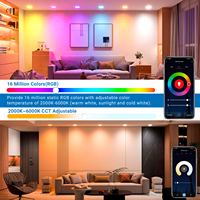 Plafonnier LED Intelligent Wi-Fi 4 et 6 Pouces, Contrôle APP et Vocal, LED Encastré RGBW Compatible Alexa/Google Home, Panneau Lumineux Mince