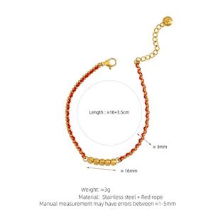 Custom Anti Tarnish Waterproof Luxury Stainless Steel Wholesale 14k 18k Gold Plated <b>Red</b> String Thread <b>Bracelet</b> for Women - Product Image 6