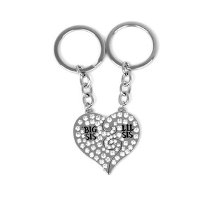 2pcs Weihnachts geschenk Familie Schwestern Schlüssel bund <span class=keywords><strong>Big</strong></span> Sis Little Sis Broken Heart Puzzle Schlüssel halter für Taschen Strass Frauen Schmuck - Product Image 5