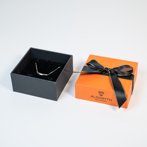 Cajas de Lujo Personalizadas con Logotipo, <span class=keywords><strong>Mini</strong></span> Empaque para Collares, Tapa y Base Extraíbles, Caja de Regalo de Papel con Lazo y Espuma para Joyería - Product Image 5