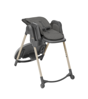 Chaise haute multifonctionnelle Minla en acier inoxydable moderne 6-en-1 avec roulettes, dossier inclinable en 5 positions, plateau lavable et compatible lave-vaisselle pour tout-petit