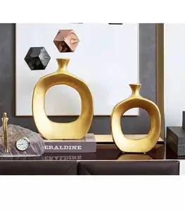 New Arrival Gold And Silver Color Nordic Ceramic Porcelain Electroplate Vase With Shiny Surface For Home Decoration