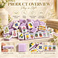 Ensemble de mahjong américain de luxe en acrylique double couche, lilas et blanc, 160 tuiles, pour soirée de jeu