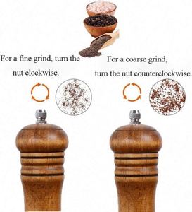 Wood Salt <b>Pepper</b> <b>Grinder</b> Set Manual Rotary Knob Mills Acrylic Window Adjustable Ceramic Grinding-6.5inch 2 Pack Multiple - Product Image 3