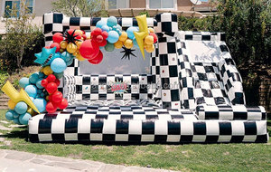 Thương mại màu trắng đen bàn cờ kết hợp nhà bị trả lại bơm hơi với <span class=keywords><strong>Slide</strong></span> cho thuê bên - Product Image 2