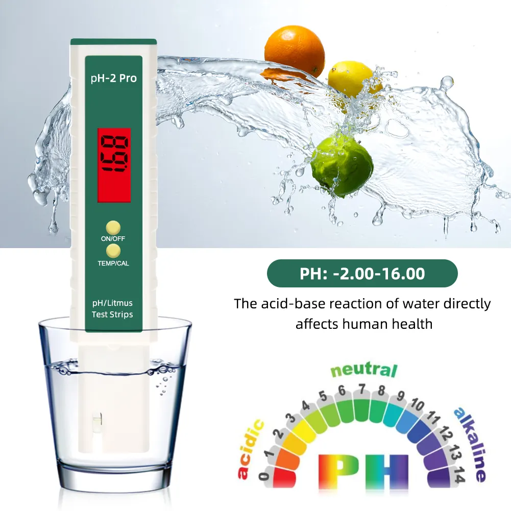 PH Meter Temp Tester Pen 0.01 PH High Accuracy Water Quality TesterとATC PH Test Strips Function Swimmingためプール