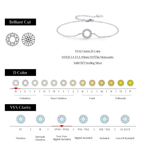 Pulsera de Cadena con Eslabones Redondos Calados de Plata de Ley 925 con Moissanita de Color D para Mujer, Joyería Fina - Product Image 3