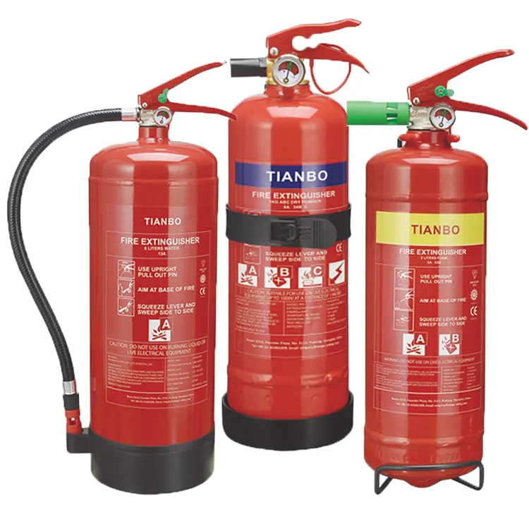 TB tamaño personalizado Clase A B C Clasificación de incendios Extintor de agua pura DCP ABC Extintor de espuma AFFF de energía química seca