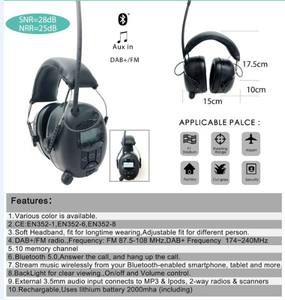 Original DAB Radio orejeras tiro protección auditiva auriculares con cancelación de ruido con Material ABS - Product Image 6