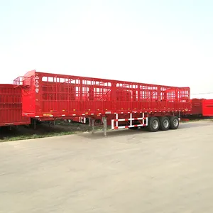 100 톤 가축 트레일러 가축 트레일러 차축화물 동물 운송 스테이크 울타리 세미 트레일러 트럭 저렴한 판매