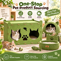 Maison pour chat en feutre et bois, abri intérieur pour animaux de compagnie, lit pour chat durable avec plateforme de repos supérieure, OEM personnalisé, vente en gros