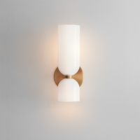 Lampe de chevet design moderne à double tête LED pour couloir Applique murale créative en verre pour chambre à coucher et salon Application droite