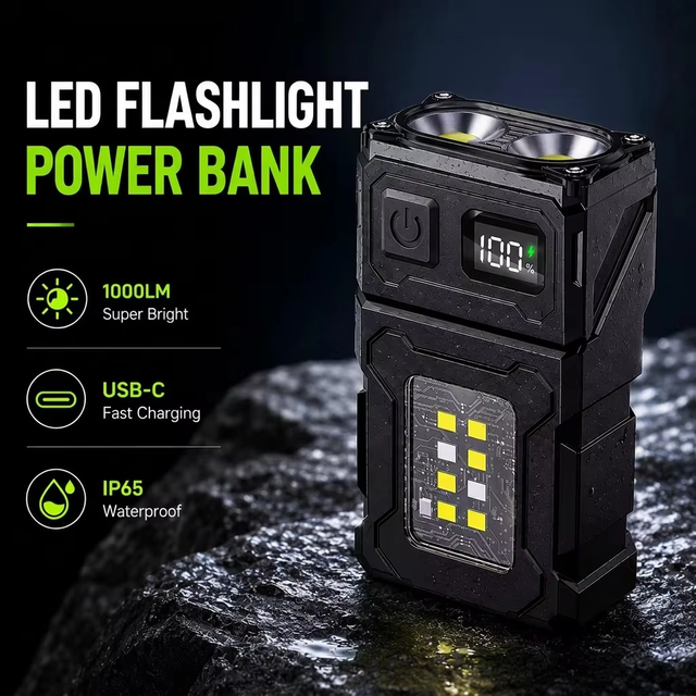 Rechargeable COB LED Work Light Magnetic Portable Power Bank Emergency Camping Light Pocket Light